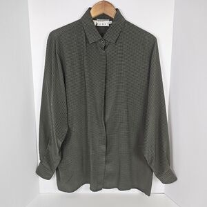 Vintage Silk Houndstooth Blouse Anne Tijan Kenar Preppy Old Money Quiet Luxury